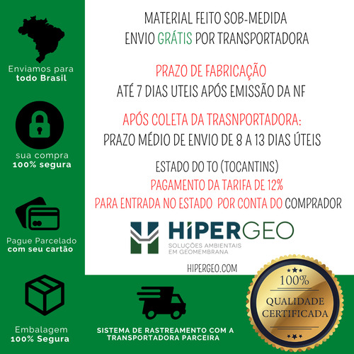 Geomembrana 30 Mil Litros