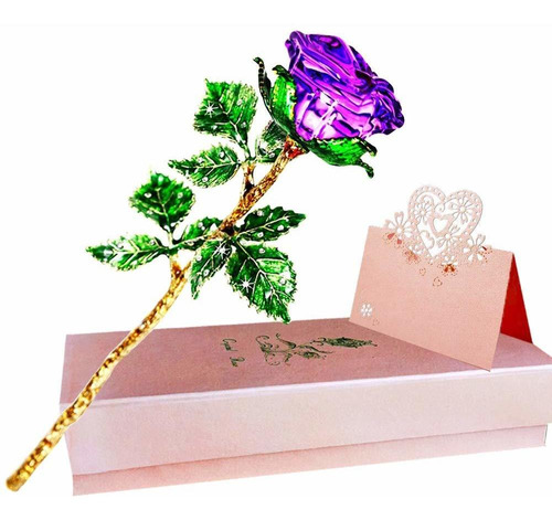 Regalo Rosa Morada Para Ella Flor Cristal Tarjeta Galaxia K9