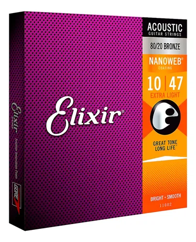 comprar ' 2pz Cuerdas Elixir 11002 Nanoweb Guitarra Acustica 10-47