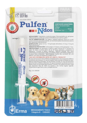 Pulfen Spot On 1 Ml Anti Pulgas, Perros Gatos