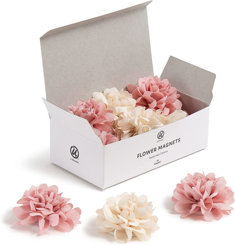 U Brands Mini Flower Magnets Set, Office Supplies, Pink And