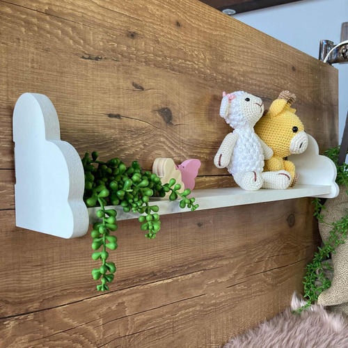 3 Prateleiras Nuvem Colorida Quarto Decoração Infantil 60cm Cor Branco