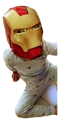 Capacete Cosplay 1:1com Luz De Led Iron Man Criança Kid 55cm