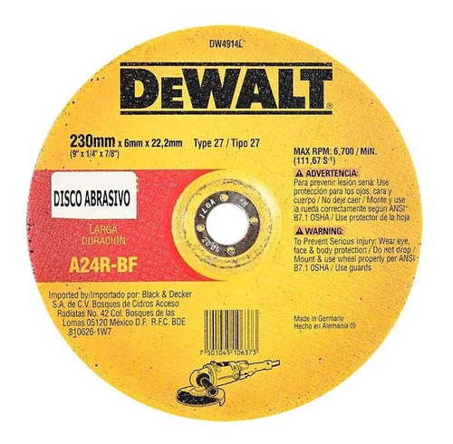 Disco De Corte Metal 9  Dewalt Dw4914l