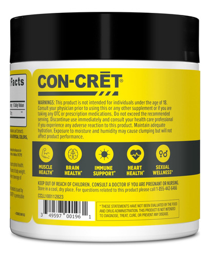 Creatina Hcl Powder Con-cret Apoya La Salud Muscular, 100 Do