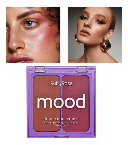 Duo Blush Mood Alta Pigmentação E Vitamina E - Ruby Rose Tom Da Maquiagem B50/b70