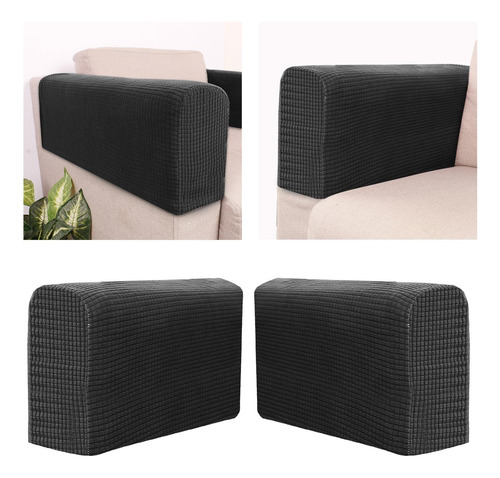 3 Fundas Elásticas De Para Reposabrazos Para Sofá De Negro