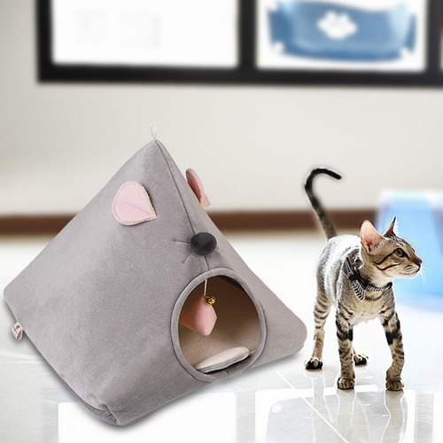 Nido Semicerrado Para Gatos, Cama Para Gatos, Cueva, Gris