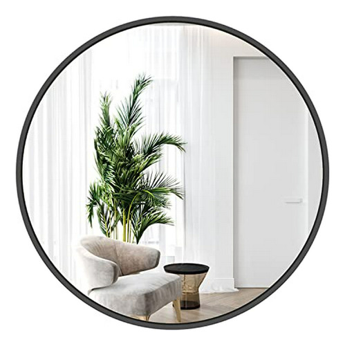 Espejo De Pared Circular 48  Negro Decorativo