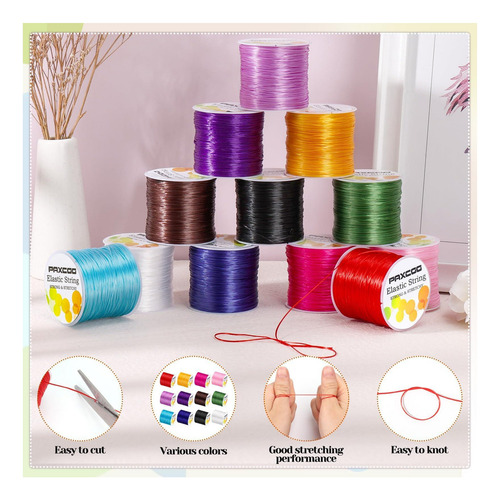 Banda Elástica Paxcoo Para Pulseras, 12 Rollos, Hilo