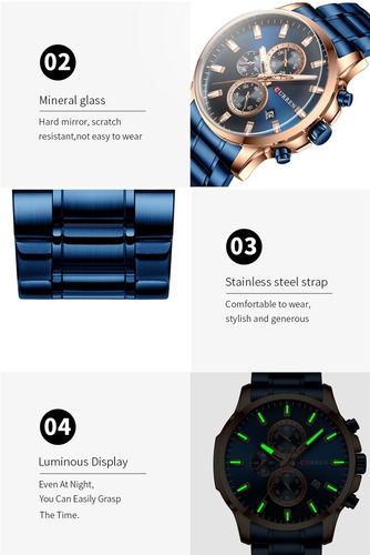 Reloj Curren Acero Inoxidable Resitente Al Agua