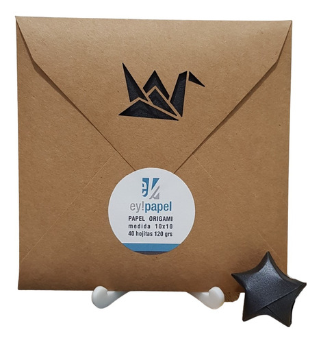 Papel Para Origami : 10x10 Negro Perlado Pack X 40 Hojas