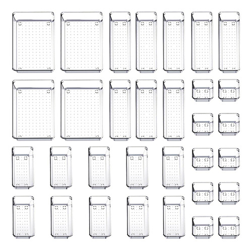 Organizadores Cajones Plastico Transparente  32 Pcs Bandeja 