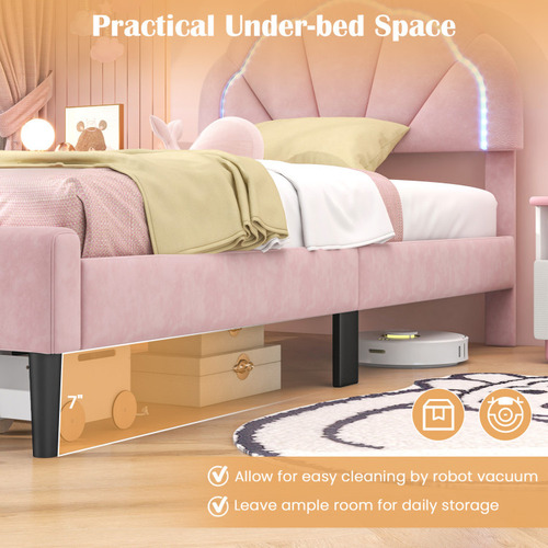 Base De Cama Rosa Con Luz Led Gpl Individual