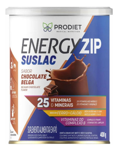 Energyzip Suslac Chocolate 400g Prodiet (kit Com 2)