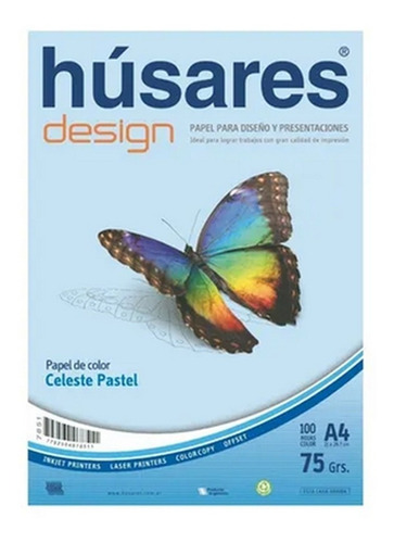 Resma Husares 500 Hojas 75 Gramos Celeste Pastel