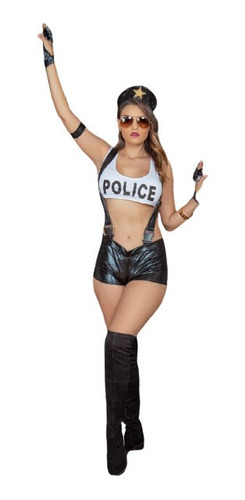 Baby Doll Chica Policia Disfraz Policia,lenceria Vini Piel. 