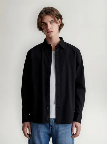 Camisa Holgada De Sarga De Algodón Negro Calvin Klein