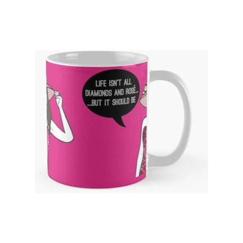 Taza Diamantes Y Rosa Calidad Premium