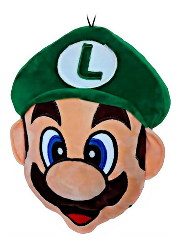 Cojín Cara De Mario Bros Luigi 33cm Suave Regalo 