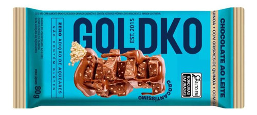 Display Barra Chocolate Goldko Crispy De Quinoa 8 Unid 80g