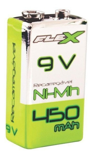 Bateria Recarregavel 9v Flex 450mah Ni-mh Violao Microfone