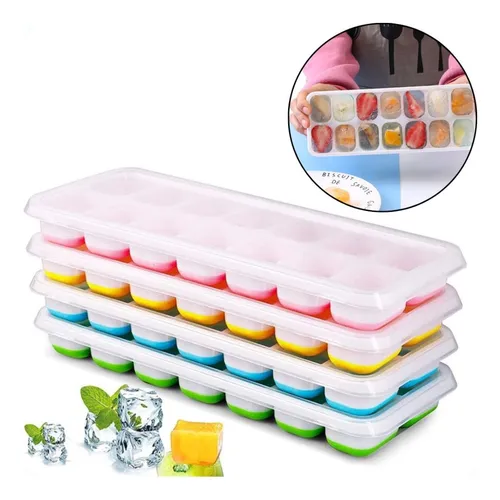 comprar Kit 4 Formas De Gelo Cubo Com Tampa Rígida E Fundo Silicone