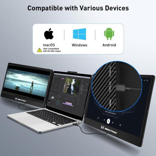 Maxfree S2 Monitor Triple Para Computadora Portátil, Extenso