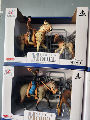 Set Caballos Y Yegua Con Jinete Escala 1:18 Serie Models