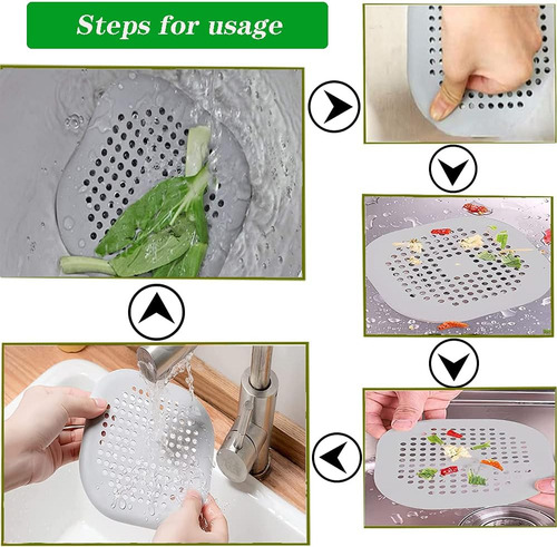 Zh Filtro Silicona Plegable Y Recogedor Pelo For Baño Y