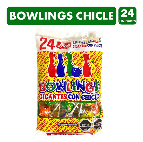 Bowlings Gigantes Con Chicles De Fruna (bolsa Con 24 Uni)