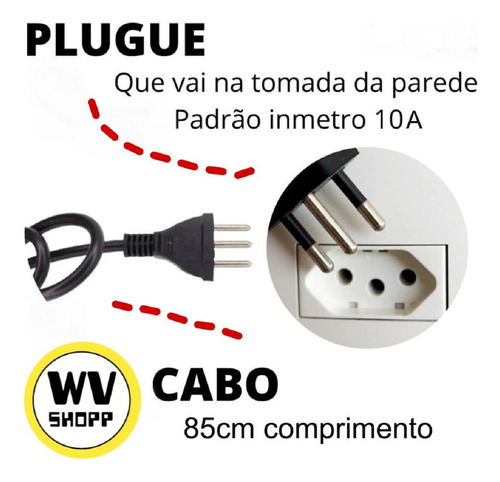 Extensão Eletrica 5 Tomada Filtro D Linha Fusivel Proteção Cor Preto
