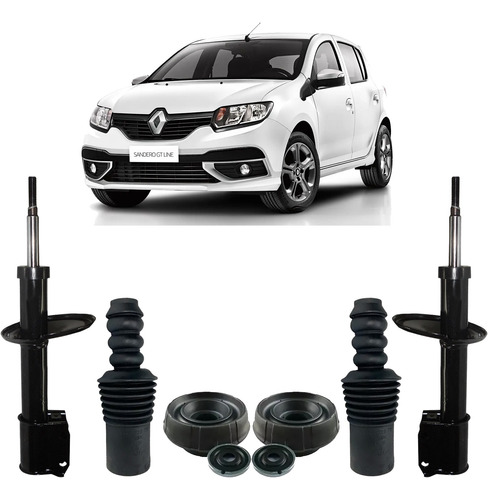 Par Amortecedor Diant + Kit Renault Sandero 14 15 16 17 18 (Recondicionado)