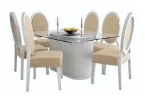 Juego Comedor 6 Sillas Adolphe Acabado Duco Blanco