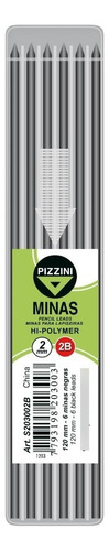 Minas Pizzini 2mm 2b X 6 Lapiz Mecanico Tecnico Tablero 