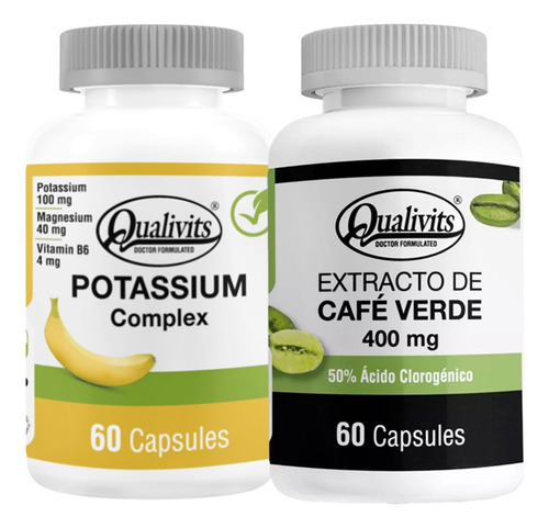 Potasio Complex + Extracto De Café Verde - Qualivits Vegano Sabor Natural