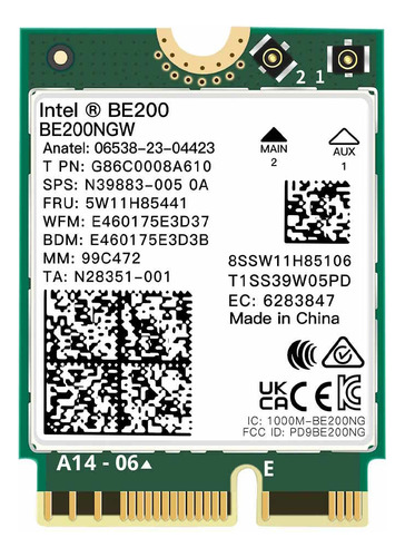 Tarjeta Wi-fi Intel Be200 Estándar M.2 Wifi 7 Bluetooth 5.4