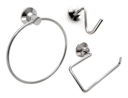 Accesorios Baño- Set - Kit  Acero Inox Percha Aro Portarrolo