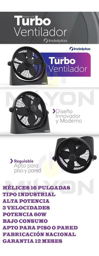 Imagen 3 de 4 de Combo 2 Ventiladores Indelplas 16 40,64 Cm Turbo Piso Pared
