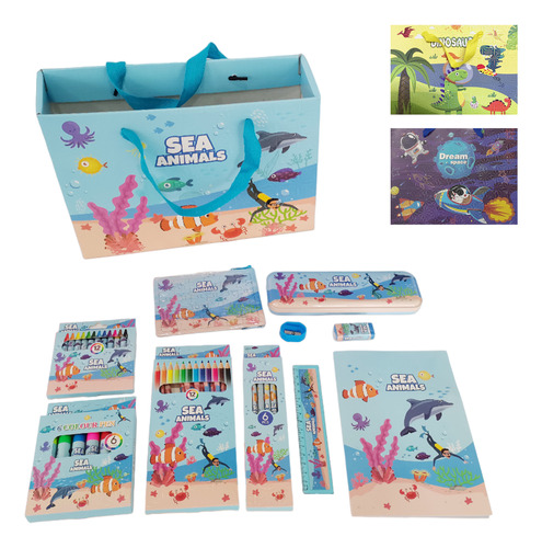 Set Librería Infantil Cartuchera Escolar Dibujo Arte Niños