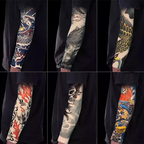 10 Mangas De Tatuagem Temporal Unissex Cubre Sol Unitalla Ta