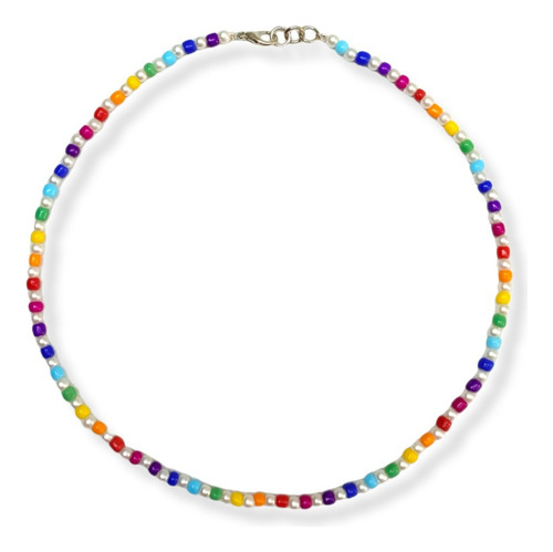 Collar Perlas 4mm Mostacillas De Colores