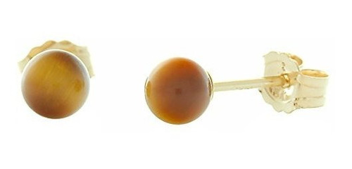 Trustmark 14 k Oro Amarillo 4 mm Café Natural Tigers Eye Bal