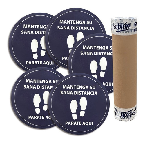 5 Pack Sticker Para Piso Sana Distancia