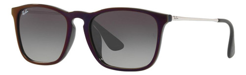 Óculos de sol Ray-Ban Highstreet Chris Standard armação de injected cor polished black, lente grey de cristal degradada, haste black/silver de aço/titânio - RB4187