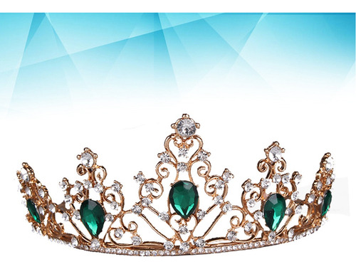 Diadema De Corona De Novia Verde Con Diamantes De Imitación