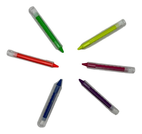 12 Crayones Neon Fluorescente Maquillaje Glow Luz Uv Fosfo
