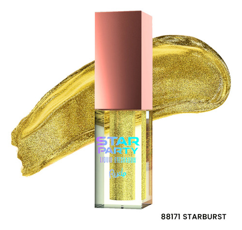 Sombra Liquida Star Party Liquid Eyeshadow Tono Starburst (amarillo Dorado) Acabado Con Glitter Rude Cosmetics
