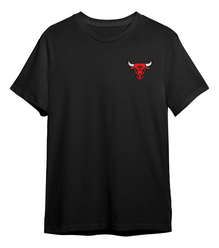 Playera Bordada Algodon Chicago Baloncesto Logo Bulls Rojo