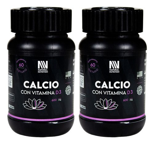 Natural Nutrition Kit X2 Calcio Vitamina D3 Suplemento 3c